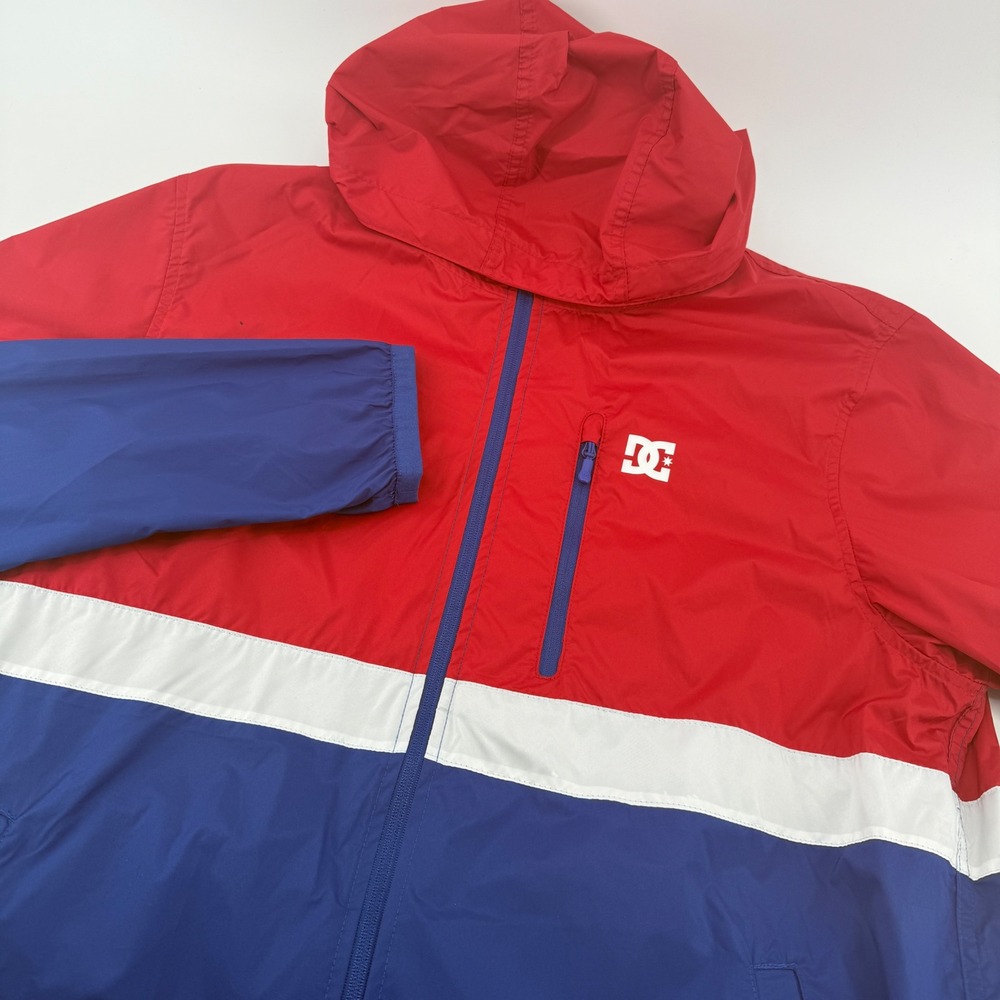 DC Shoes Dagup Triple Block Windbreaker Jacket Red White Blue EDYJK03144 Mens XL